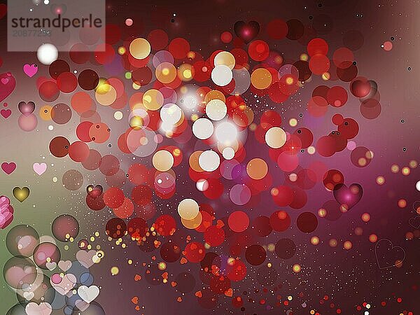 Heart blurred lights on colorfull background  Background with beautiful pink hearts  Hearts texture background