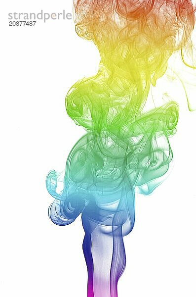 Rainbow smoke. Isolated on white. Close up