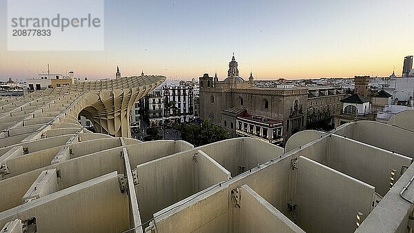 View from the Metropol Parasol in the evening  Setas de Sevilla  Sevilla  Andalusia  Spain  Europe