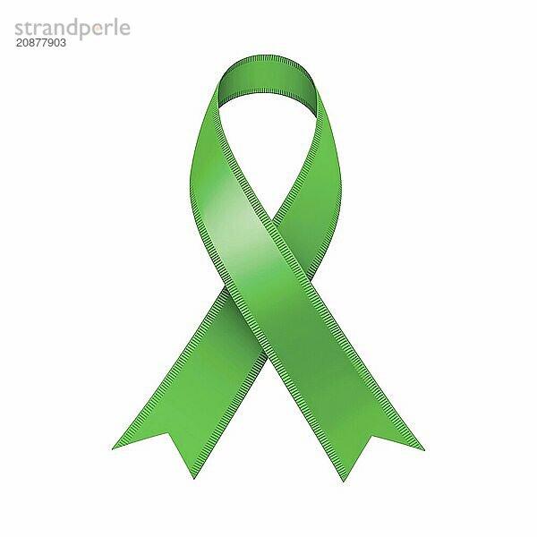 Green ribbon over a transparent background. Symbol of mental health awareness  depression  and organ donation. AI generated