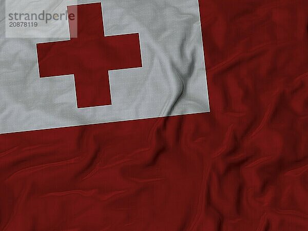 Flag featuring a red background with a white square and red cross in the top left  Fabric Ruffled Flag Background