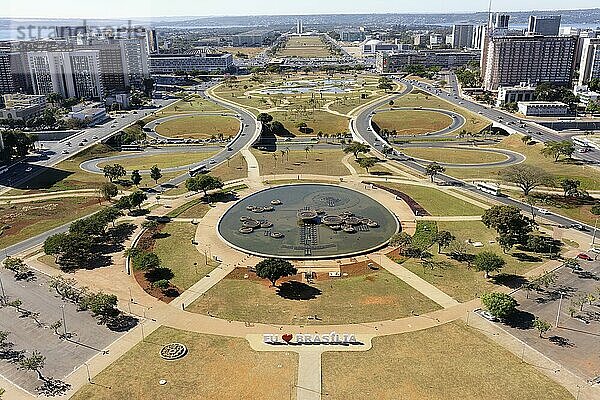 View from the TV Tower over the Monumental Axis or Central Avenue  UNESCO  World Heritage Site  Brasilia  Federal district  Brazil  South America