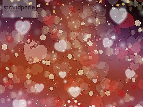 Heart blurred lights on colorfull background  Background with beautiful pink hearts  Hearts texture background