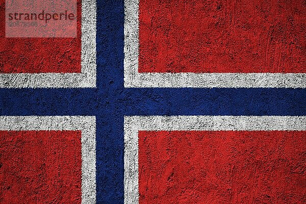 Norway Flag painted on the cracked grunge concrete wall