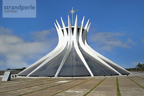 Roman Cathedral of Brasilia or Metropolitan Cathedral of Our Lady of Aparecida  designed by Oscar Niemeyer  Brasília  World Heritage Site  Brasilia  Federal district  Brazil  South America