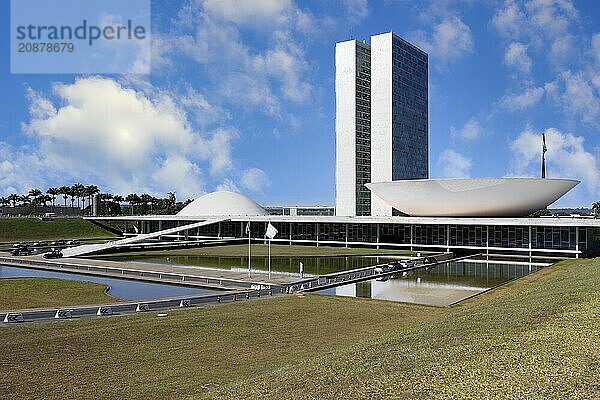 National Congress  designed by Oscar Niemeyer  World Heritage Site  Brasilia  Federal district  Brazil  South America