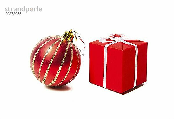 Christmas toys and gifts. Isolated on white