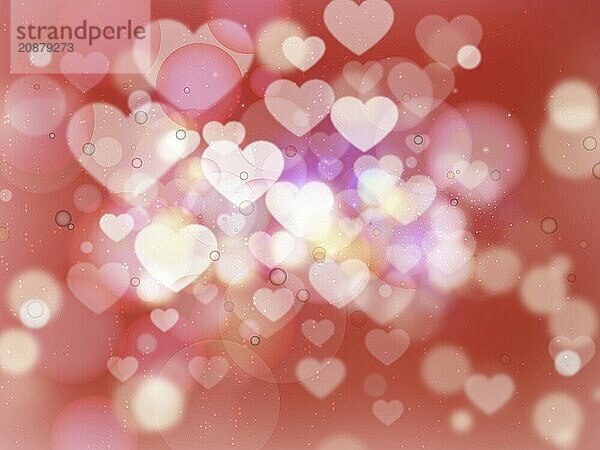 Heart blurred lights on colorfull background  Background with beautiful pink hearts  Hearts texture background