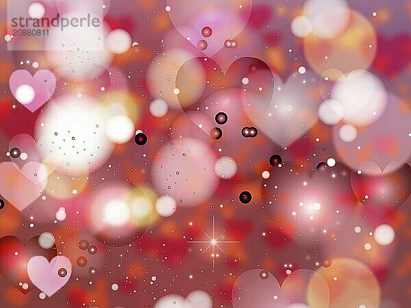 Heart blurred lights on colorfull background  Background with beautiful pink hearts  Hearts texture background