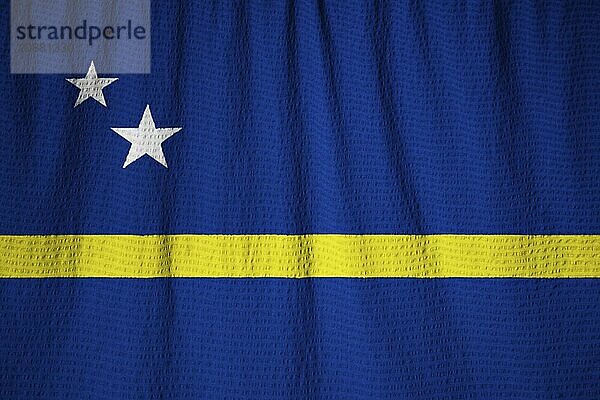 Closeup of Ruffled Curacao Flag  Curacao Flag Blowing in Wind