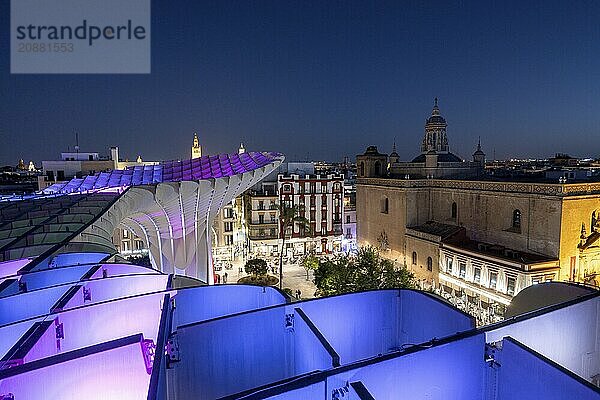 View from the Metropol Parasol in the evening  Setas de Sevilla  Sevilla  Andalusia  Spain  Europe