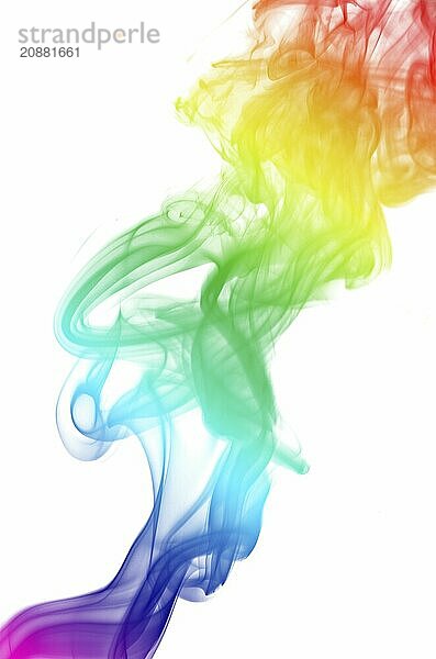 Rainbow smoke. Isolated on white. Close up