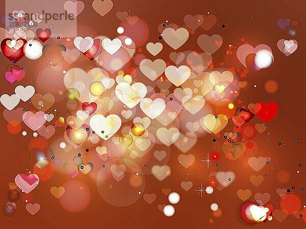 Heart blurred lights on colorfull background  Background with beautiful pink hearts  Hearts texture background