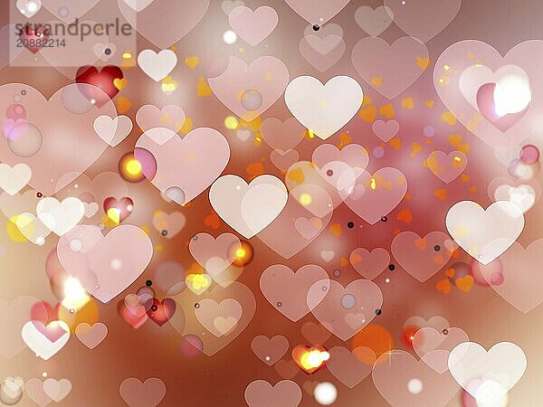 Heart blurred lights on colorfull background  Background with beautiful pink hearts  Hearts texture background