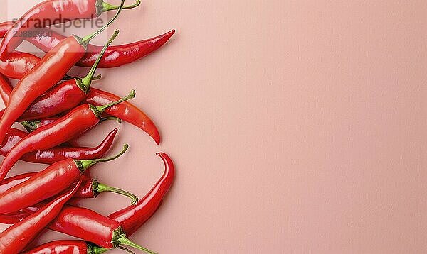 Top view of colorful peppers on a pink background AI generated