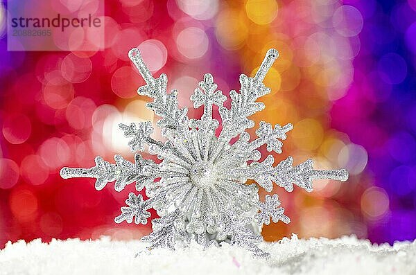 Christmas decorations in the snow. Selective focus