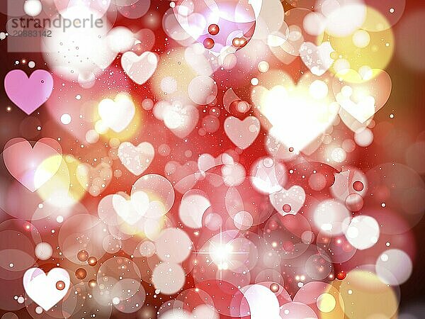 Heart blurred lights on colorfull background  Background with beautiful pink hearts  Hearts texture background