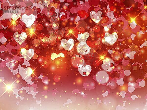 Heart blurred lights on colorfull background  Background with beautiful pink hearts  Hearts texture background