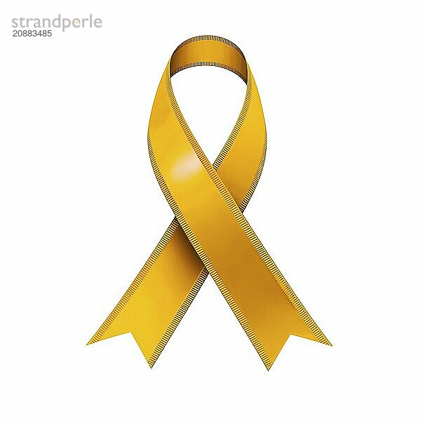 Gold ribbon over a transparent background. Symbol of childhood cancer awareness. AI generated