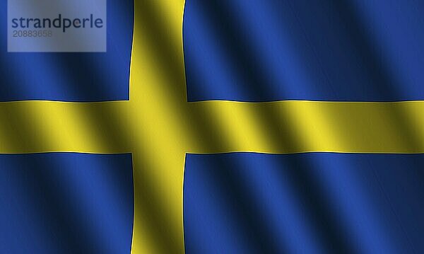 The Swedish flag flying in the wind