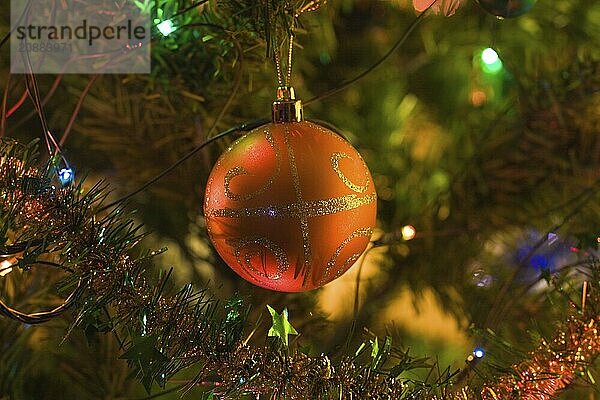 Christmas tree decorations. Close up. Selective focus