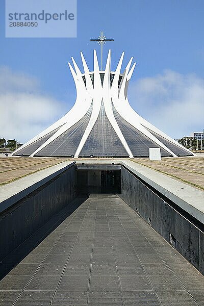 Tunnel entrance to the Roman Cathedral of Brasilia or Metropolitan Cathedral of Our Lady of Aparecida  designed by Oscar Niemeyer  Brasília  World Heritage Site  Brasilia  Federal district  Brazil  South America