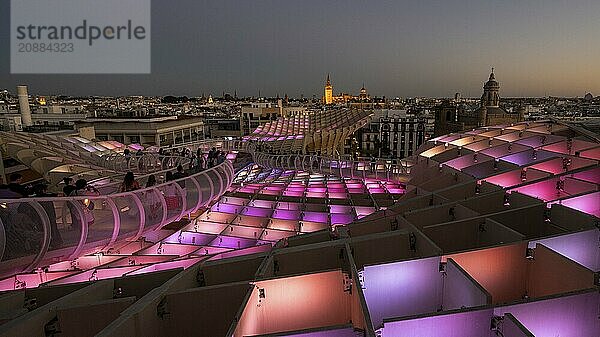 View from the Metropol Parasol in the evening  Setas de Sevilla  Sevilla  Andalusia  Spain  Europe