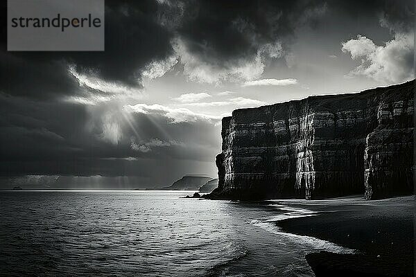 Dramatic view of lush undulating cliffs with breaking ocean waves  AI generated