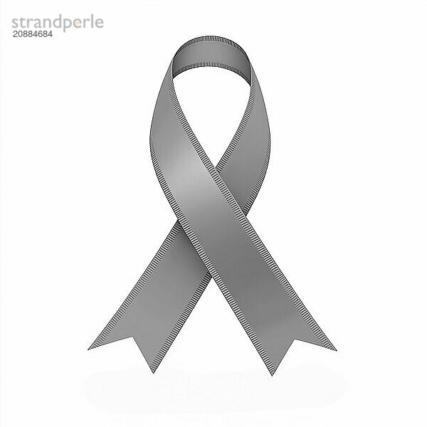 Gray ribbon over a transparent background. Symbol of brain cancer and diabetes awareness. AI generated