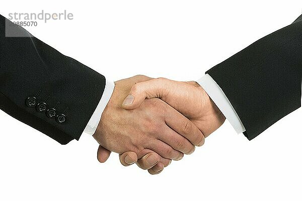 Businessmen shaking hands  isolated on white. Closeup