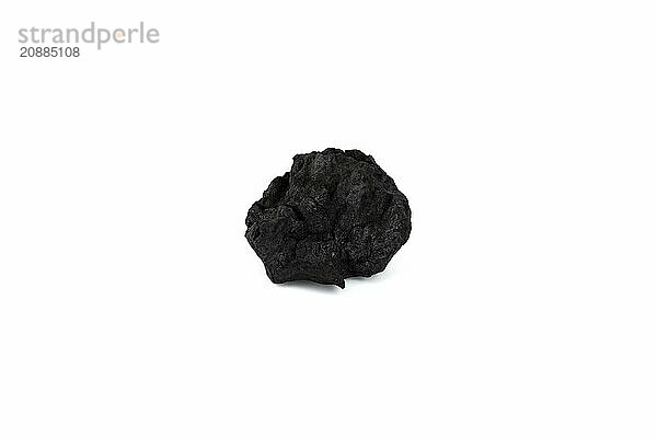 Natural wood charcoal isolated on white background. Pile of coal isolated on white background