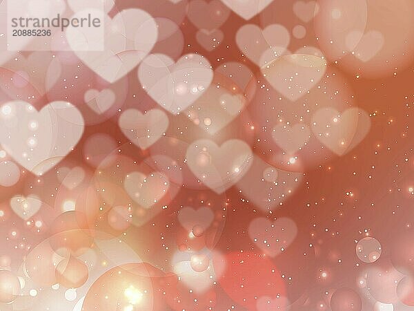 Heart blurred lights on colorfull background  Background with beautiful pink hearts  Hearts texture background