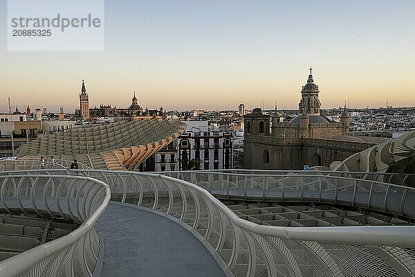 View from the Metropol Parasol in the evening  Setas de Sevilla  Sevilla  Andalusia  Spain  Europe