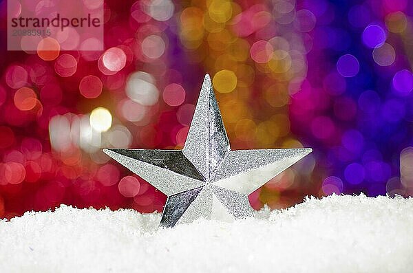 Christmas decorations in the snow. Selective focus