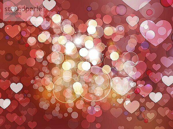 Heart blurred lights on colorfull background  Background with beautiful pink hearts  Hearts texture background