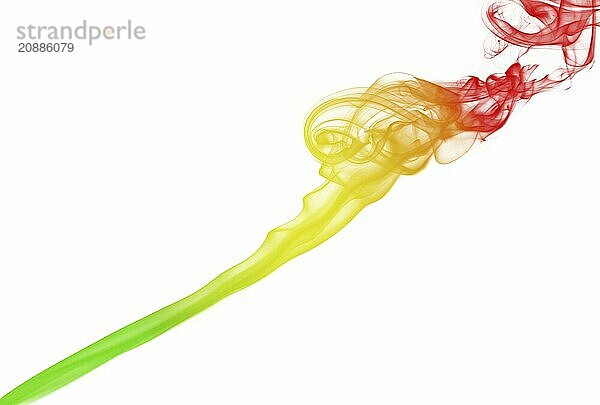 Many-colored smoke. Isolated on white. Close up