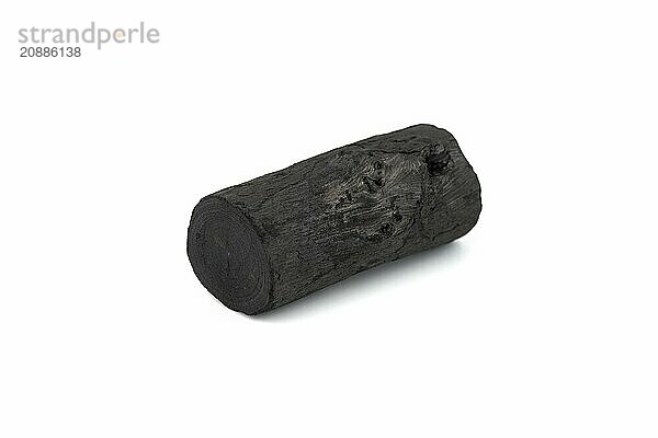 Natural wood charcoal isolated on white background. Pile of coal isolated on white background