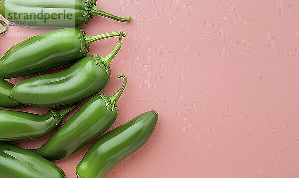 Top view of colorful peppers on a pink background AI generated