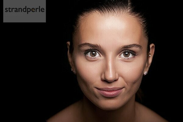 Woman portrait on black background. studio shot  isolated