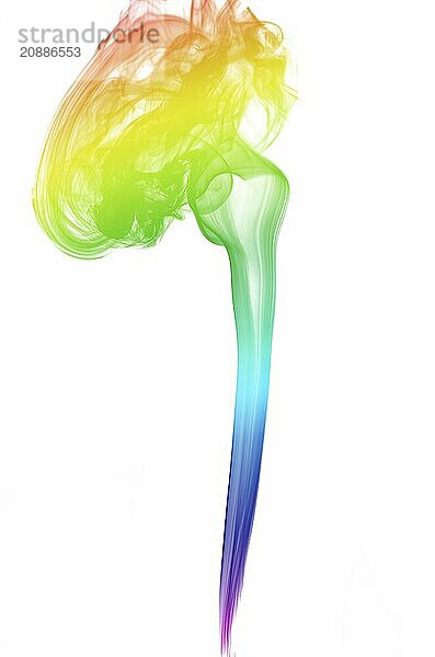 Rainbow smoke. Isolated on white. Close up