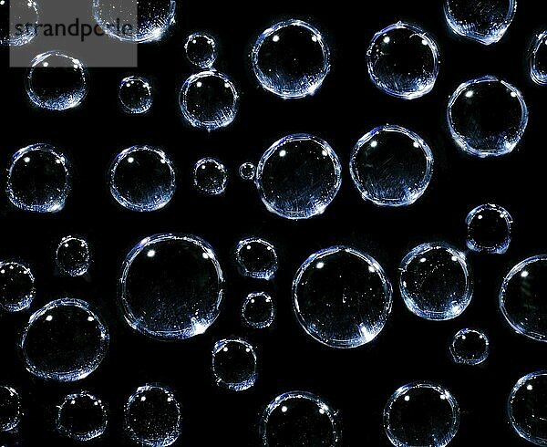 Water droplets on a black background. Macro shot