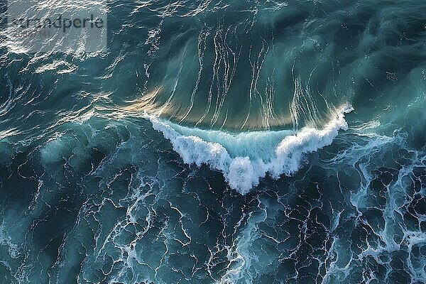 Aerial view of an cresting ocean wave unfolding its violent beauty  AI generated