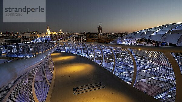 View from the Metropol Parasol in the evening  Setas de Sevilla  Sevilla  Andalusia  Spain  Europe