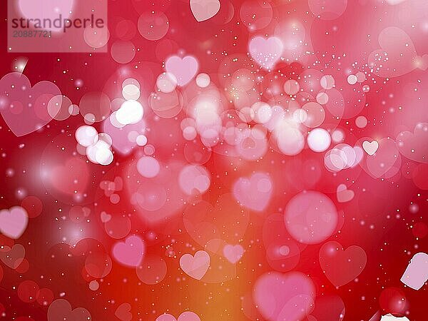 Heart blurred lights on colorfull background  Background with beautiful pink hearts  Hearts texture background