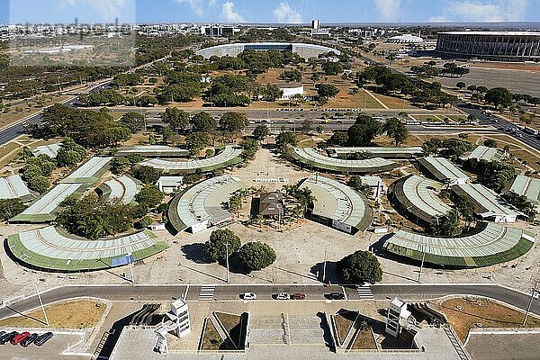 Aerial view of the Handicraft fair  UNESCO  World Heritage Site  Brasilia  Federal district  Brazil  South America