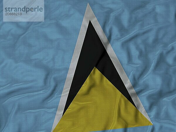 The flag of Saint Lucia features a blue background with a yellow and black triangle outlined in white  Fabric Ruffled Flag Background