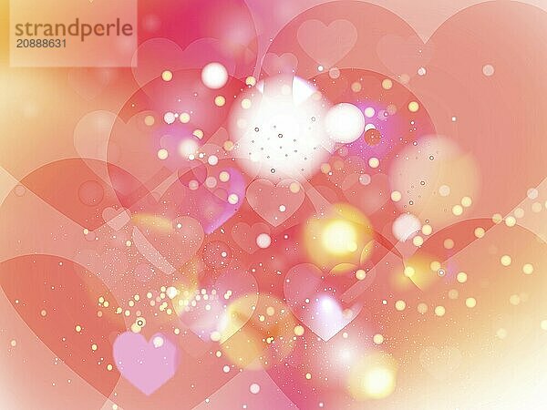 Heart blurred lights on colorfull background  Background with beautiful pink hearts  Hearts texture background