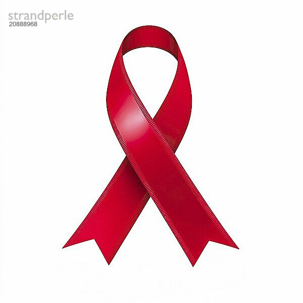 Red ribbon over a transparent background. Symbol of HIV/AIDS and drug prevention awareness. AI generated