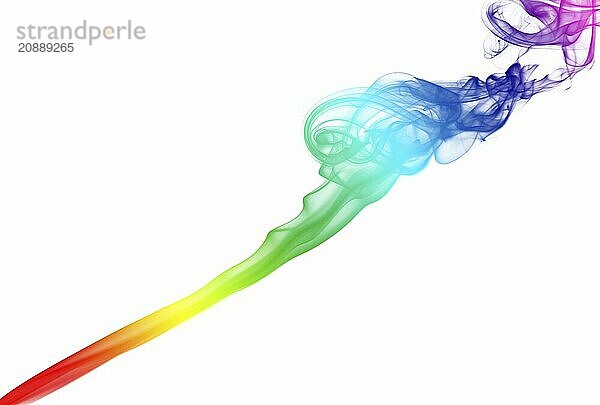 Rainbow smoke. Isolated on white. Close up