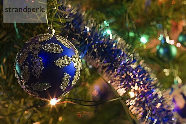 Christmas tree decorations. Close up. Selective focus